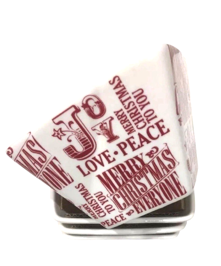 Ciroa Simple Serve Set of 4 Square Porcelain Bowls Love Peace Joy 3.7/8” x 3”