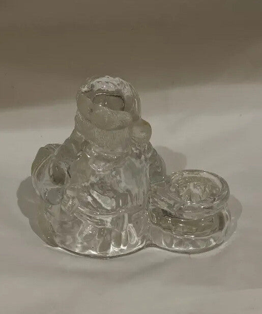 Vintage Crystal Clear Industries Santa Tapered Candle Holder C.C.I 5 1/4" H