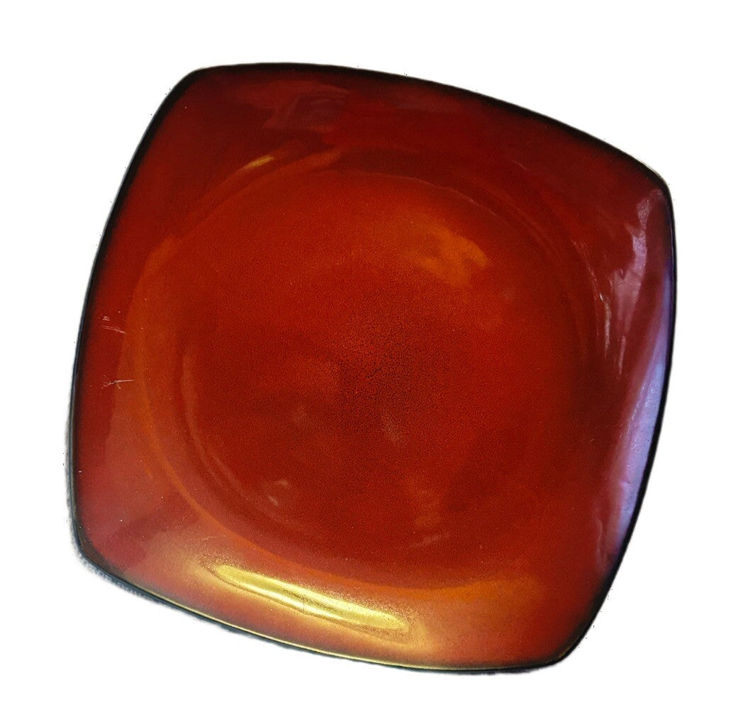 Simple Dining 4-Dinner Plates Burgundy Square Shaped Dessert Dinning Stoneware