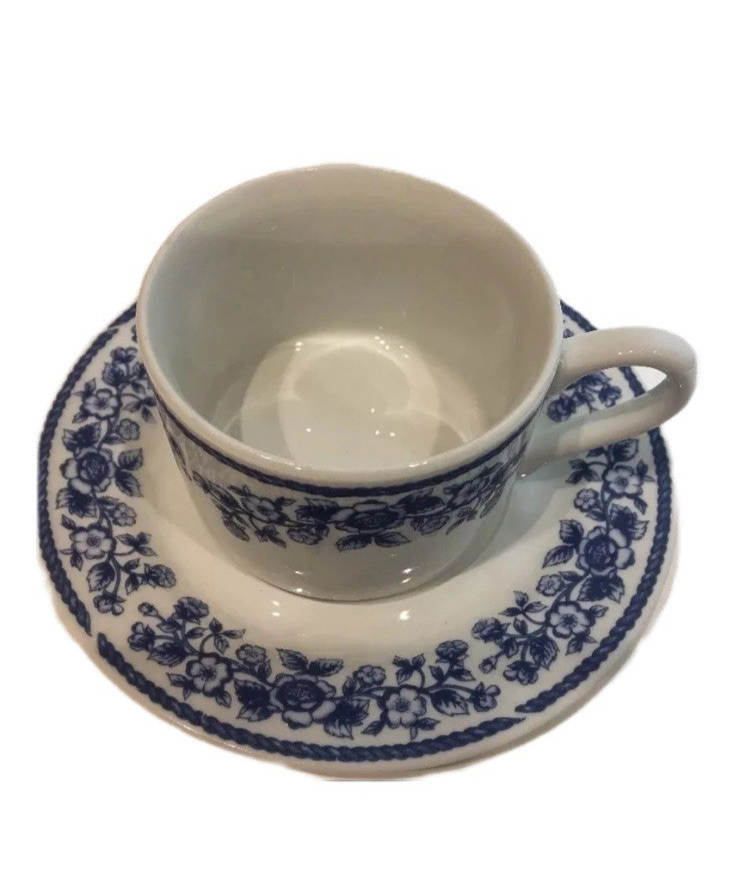 Farberware Blue Chintz 211 Floral Cup & Saucer Set of 4 Casual Concepts 1994
