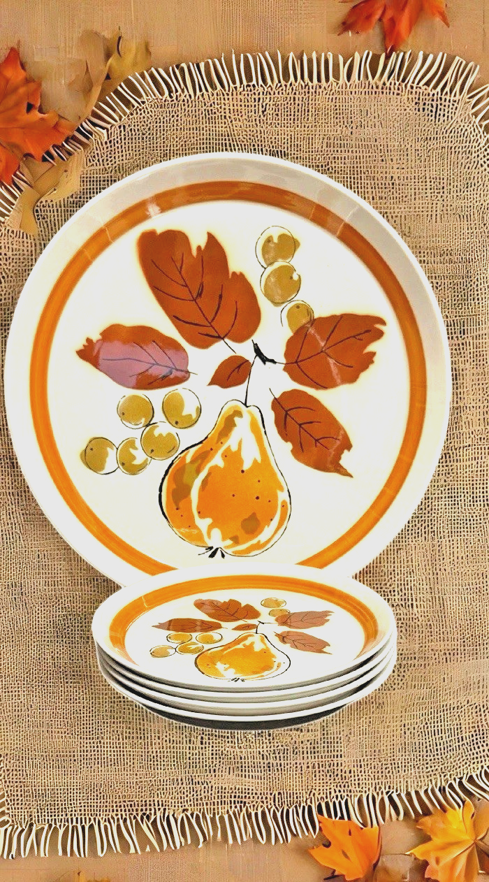 Mikasa Duplex Harvest Ben Seibel Set 12.75” Chop Plate & 4 Salad Plates 8”Japan