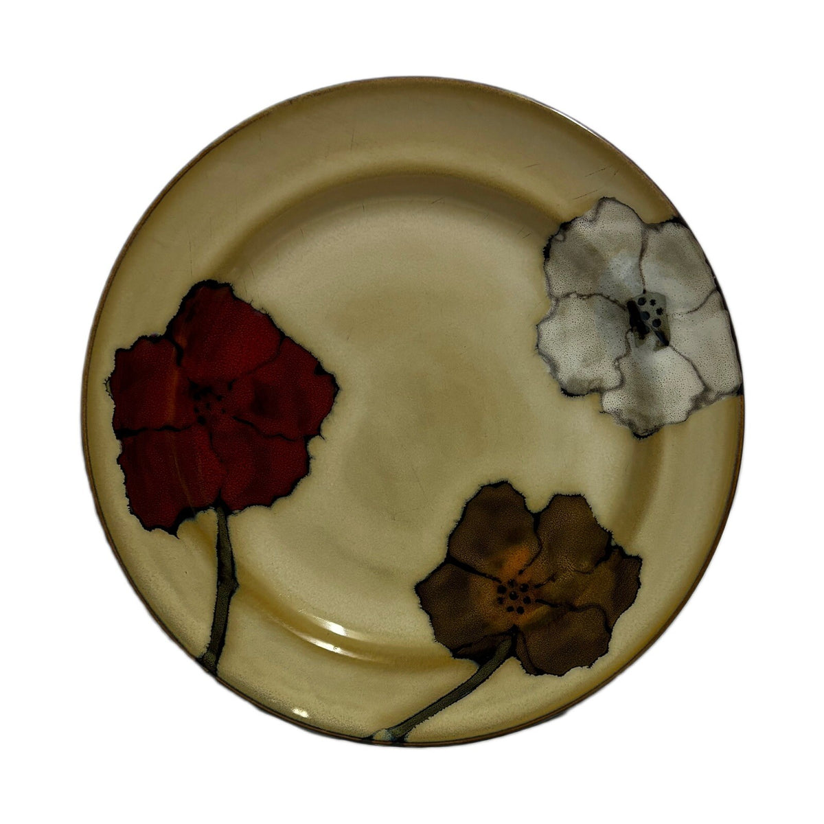 Pfaltzgraff Studio SARINA 4 Dinner Plates Poppies Floral Stoneware Dinneware