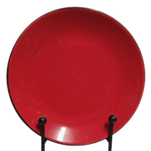 Gibson Designs SOHO LOUNGE 3-Salad Plates 8 ¼”D Burgundy Round Black Exterior