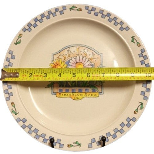 Gibson Designs DAISY 2-Dinner Plates 10 ¼” D Sunshine Seed Floral Stoneware Dish