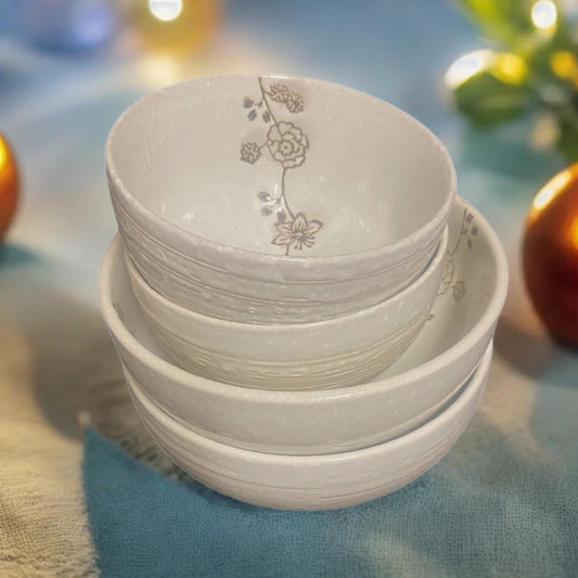 4-Vintage KoTo Bowls Rice Noodle Soup Fruit Cup Ceramic Japan Blossom Flowers