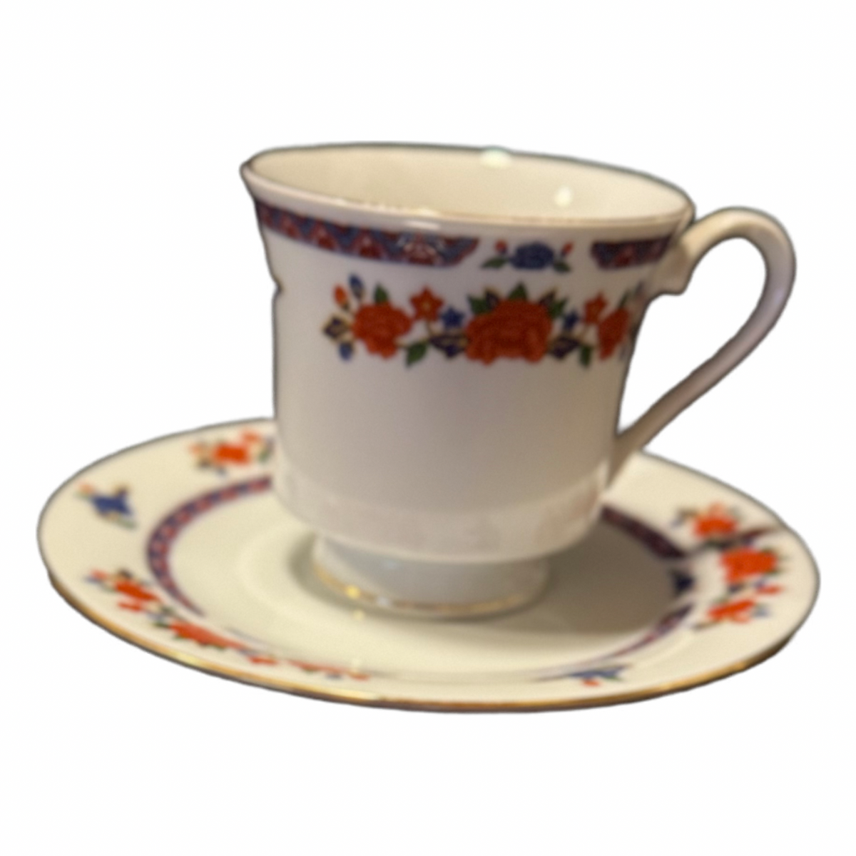 3 CROWN MING OLD IMARI Cup & Saucer Sets Jian Shiang China Faded Gold Trim