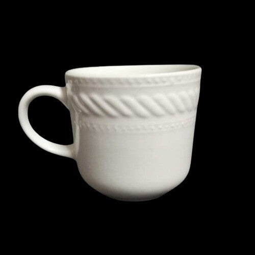 Gibson IMPERIAL BRAID Coffee Cup and Saucer 8oz  Embossed White Rope Dots