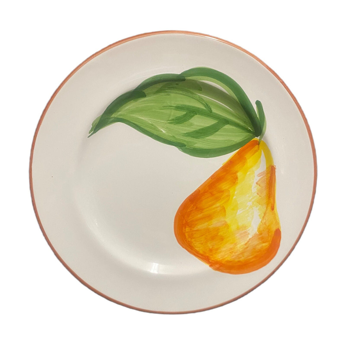PRESENT TENSE 4-Dinner Plates ITALY Hand Painted Fruit Apple-Lemon-Grape-Pear