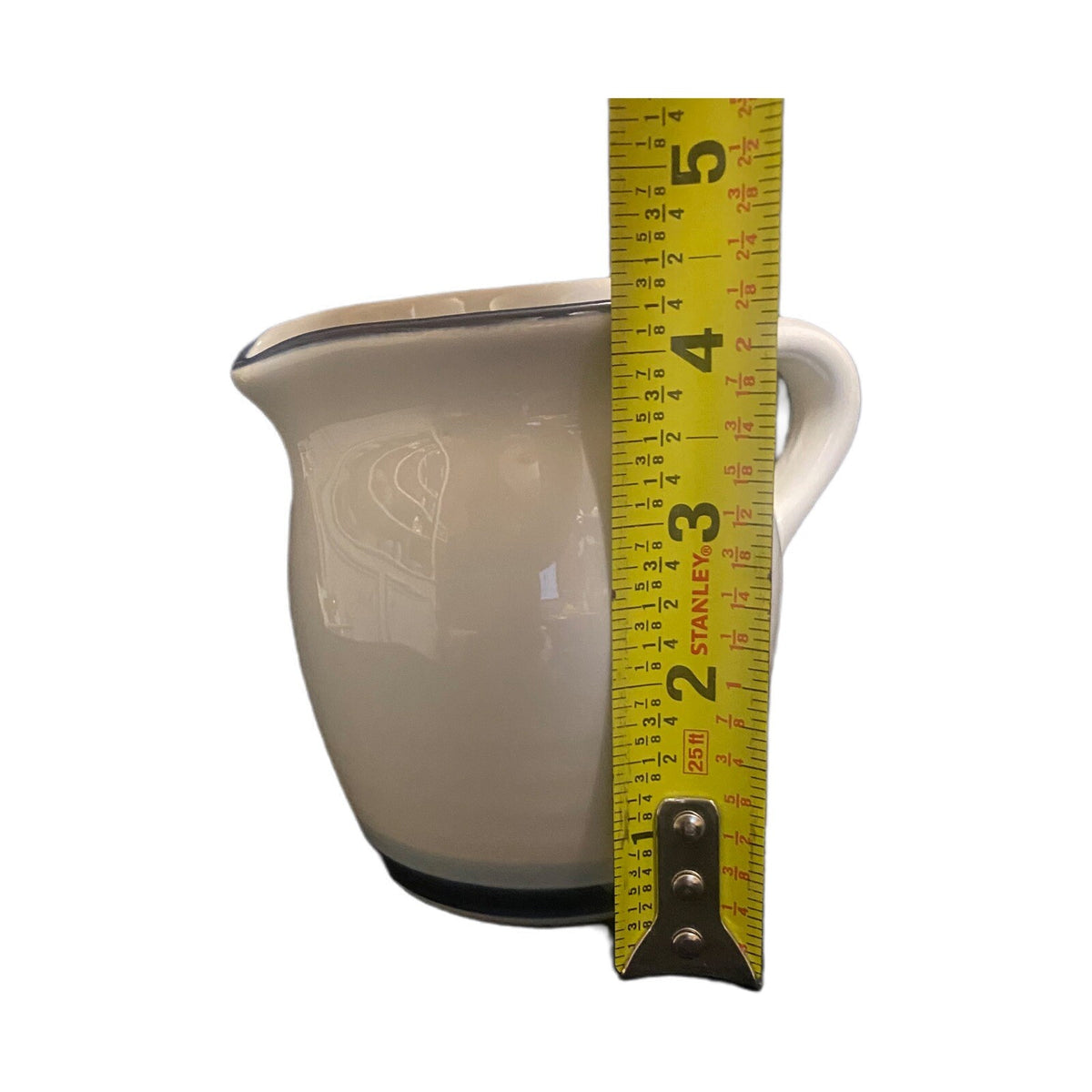 Pfaltzgraff Stoneware SKY Creamer Pitcher 14 oz Dark & Light Blue Band Milk Dish
