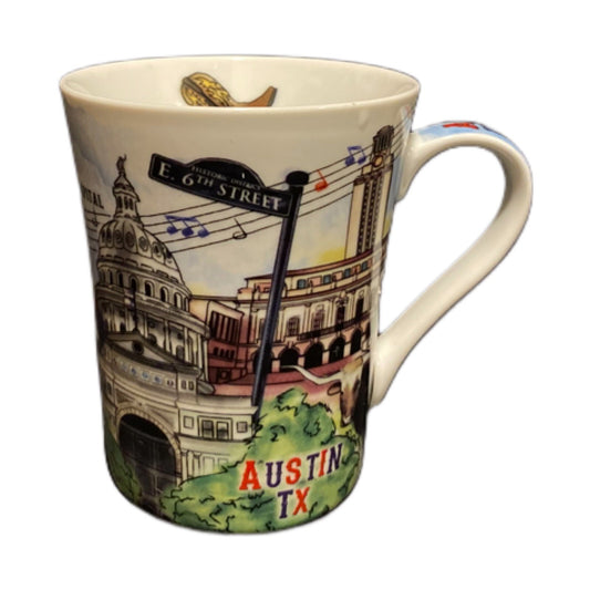 PCF Souvenir AUSTIN TEXAS The Postcard Factory Coffee Mug The Life Music Capital