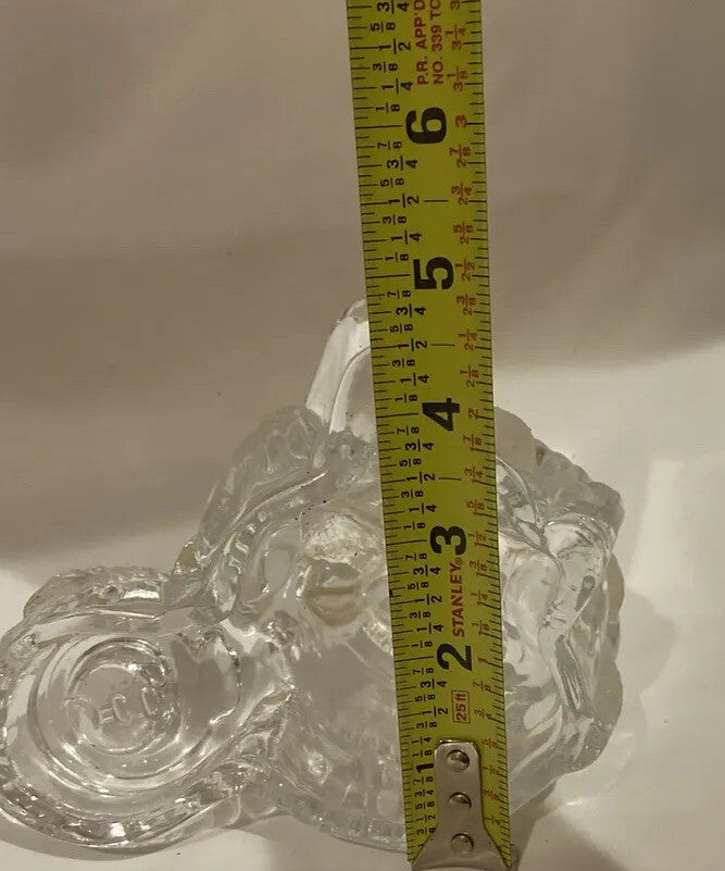 Vintage Crystal Clear Industries Santa Tapered Candle Holder C.C.I 5 1/4" H