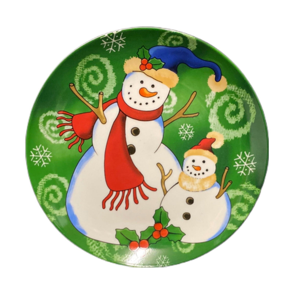 ViGOR 4- Salad Plates Snowman Christmas Holiday Dessert Ceramic Assorted Dishes
