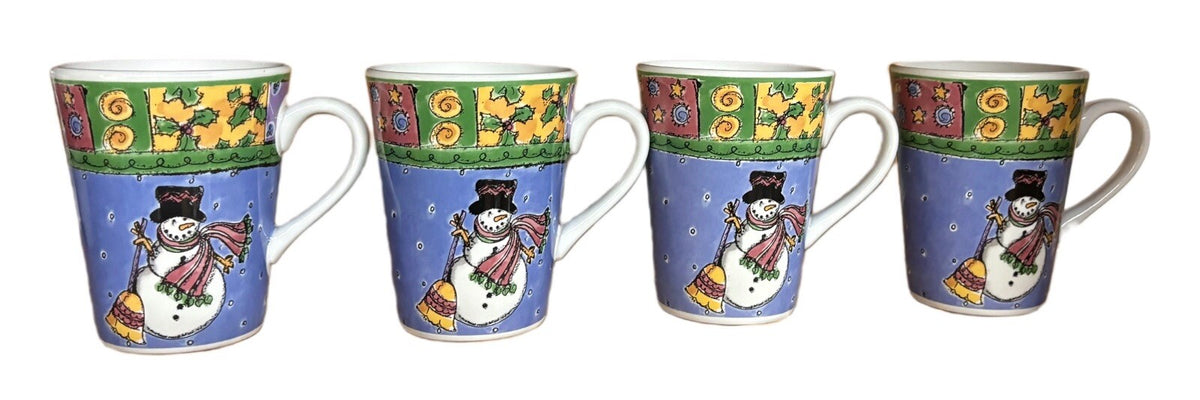 SANGO 4- Mugs The Sweet Shoppe Christmas Sue Zipkin Snowman Coffee Tea Cups