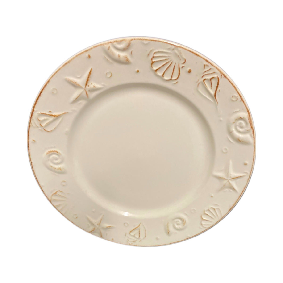 Thomson Pottery HAMPTON 3-Dinner Plates CAPE COD SEASHELL Rustic Nautical