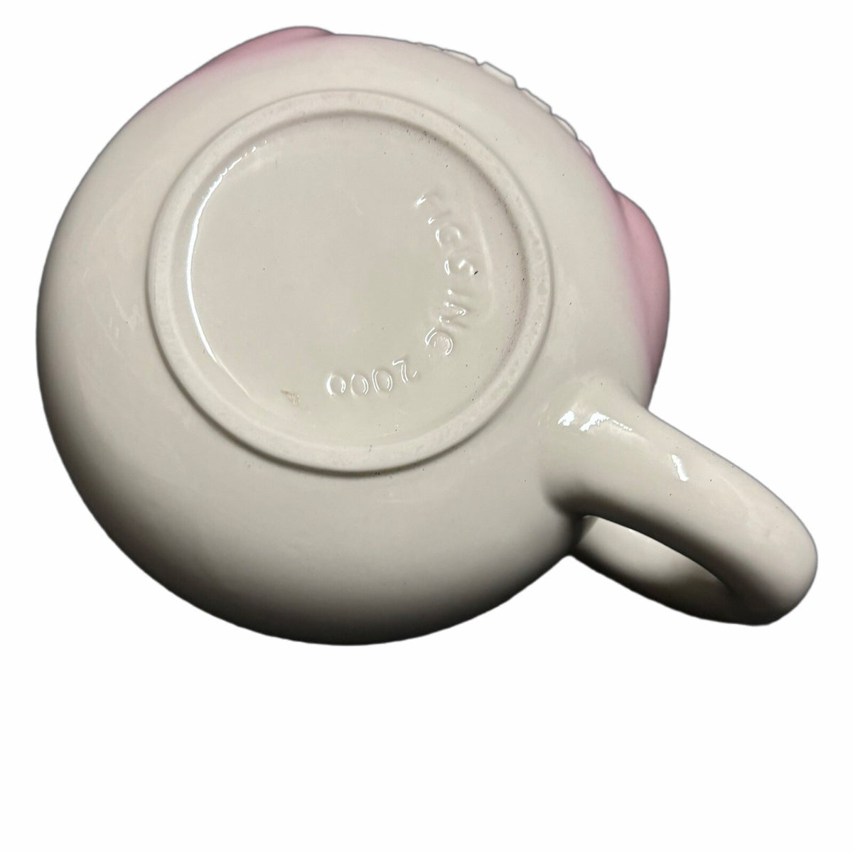 2000 Figis Inc.  Mug Snowman Face Ceramic Coffee Tea White Pink Cup