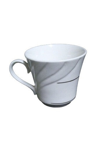 Gibson GOLDEN EMBRACE Cup & Saucer 8 oz Gold Ring Embossed Curves On Rim White