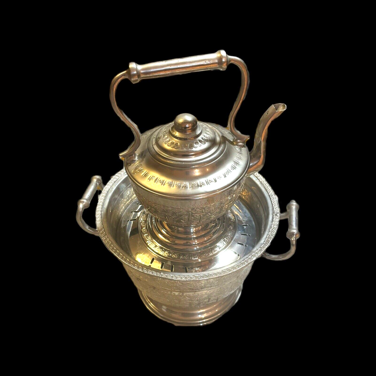 Moroccan Basin & Kettle Traditional Hand Wash Hand Hammered Brass Nickel Silver