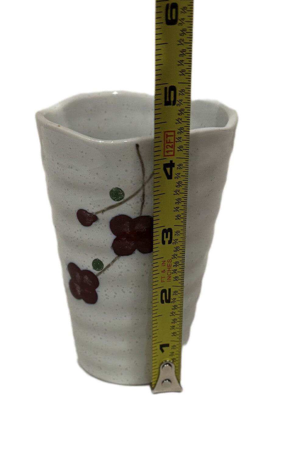Vintage KoTo 5-Tea Cup Floral Red Cherry Blossom Ceramic Japanese No Handle Mugs