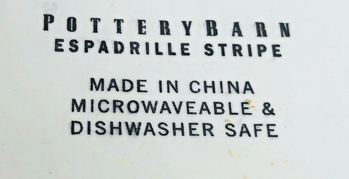 Pottery Barn Dinner Plate ESPADRILLE STRIPE China Large 12 1/2" D