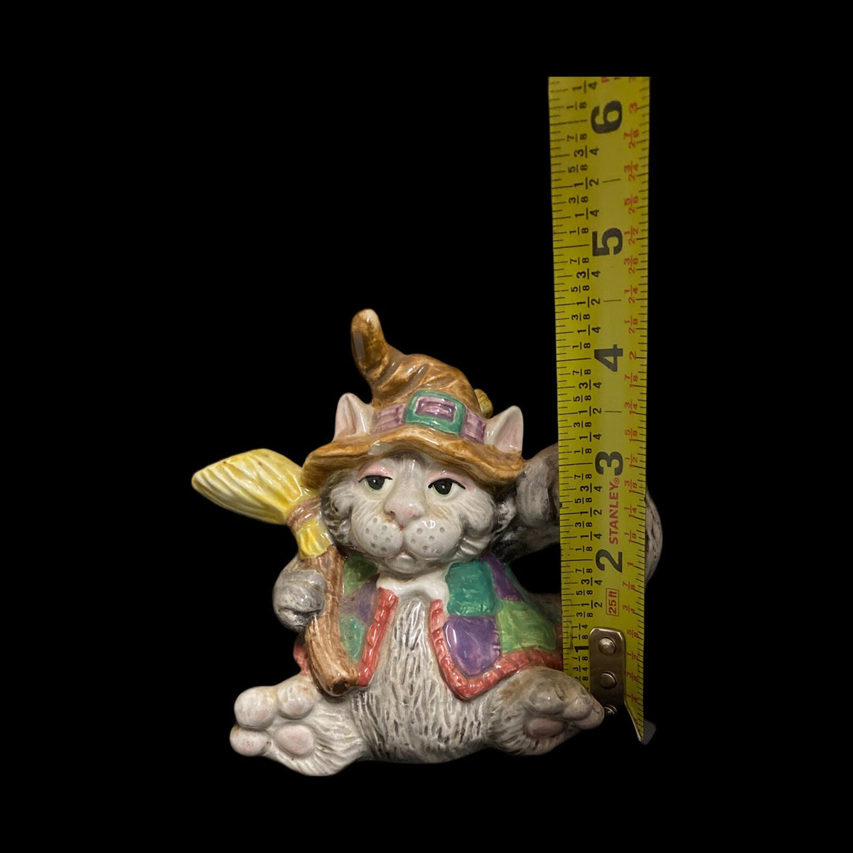 Vintage Fitz & Floyd Witch Cat Creamer & Spoon Halloween 1992 Ceramic Milk Dish