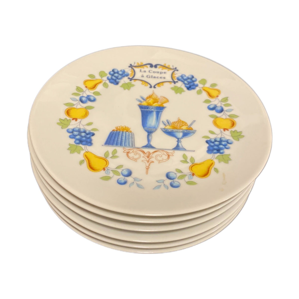 Rare FLORENCE LIMOGES France 6-Porcelaine d'Art Creations Dessert Plates