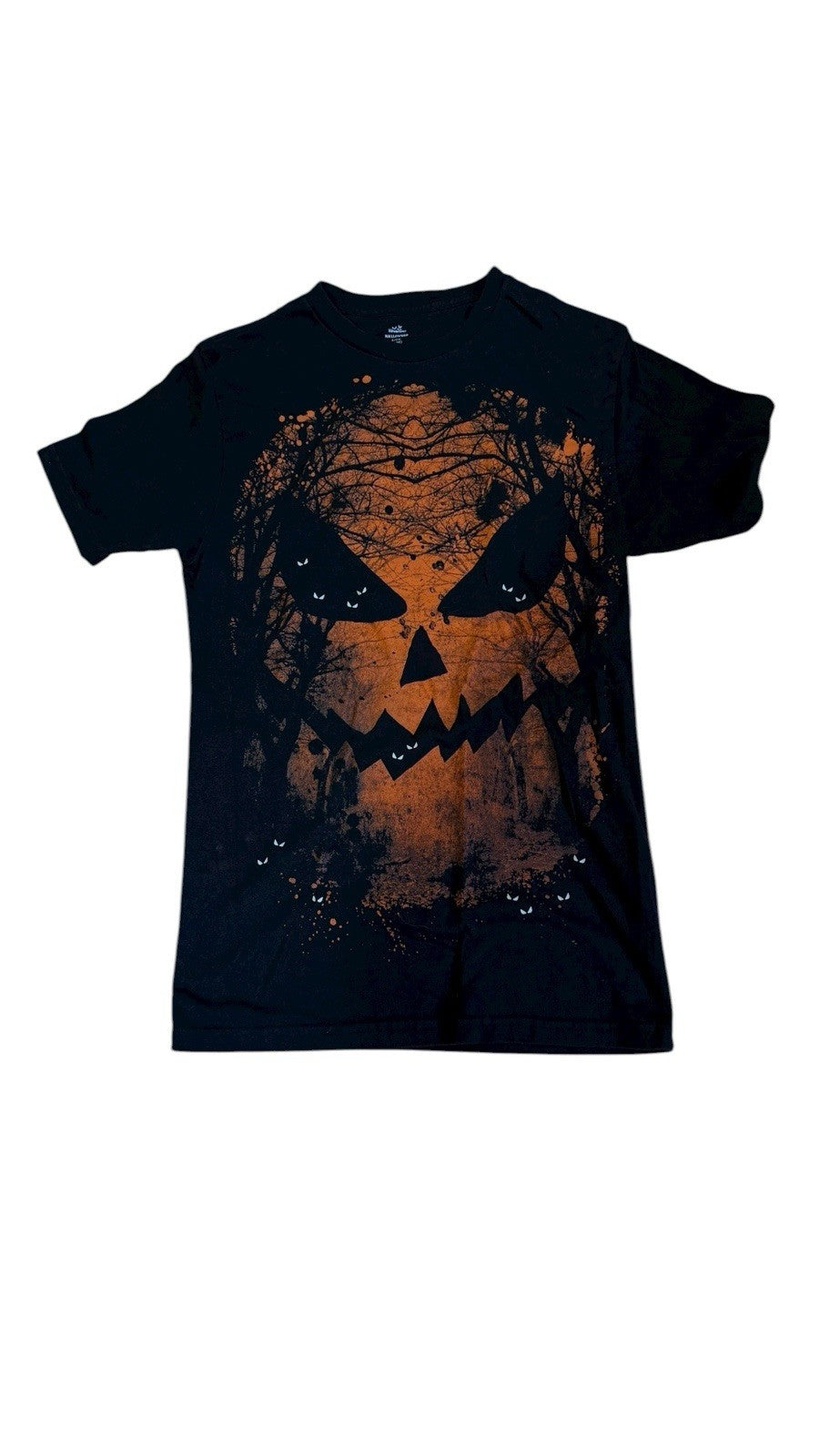 Men’s Halloween Fright Night Jack-O-Lantern Pumpkin Graphic T-Shirt Black