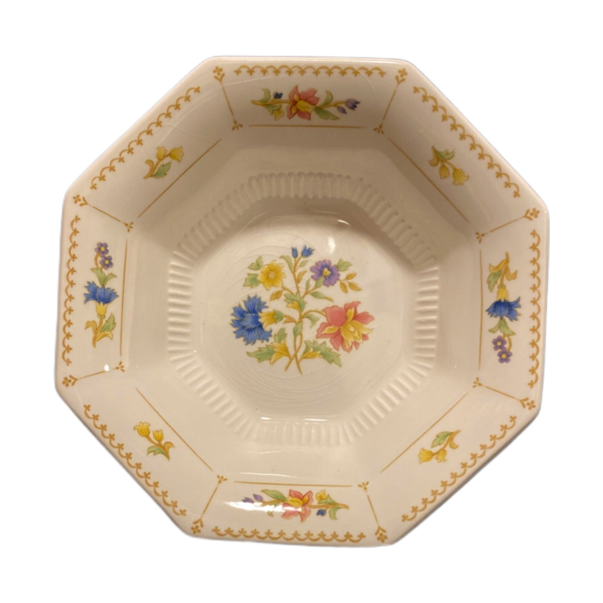 Nikko MAGENTA 4 Cereal Bowls 6 5/8” D Octagonal Floral Japan Classic Collection