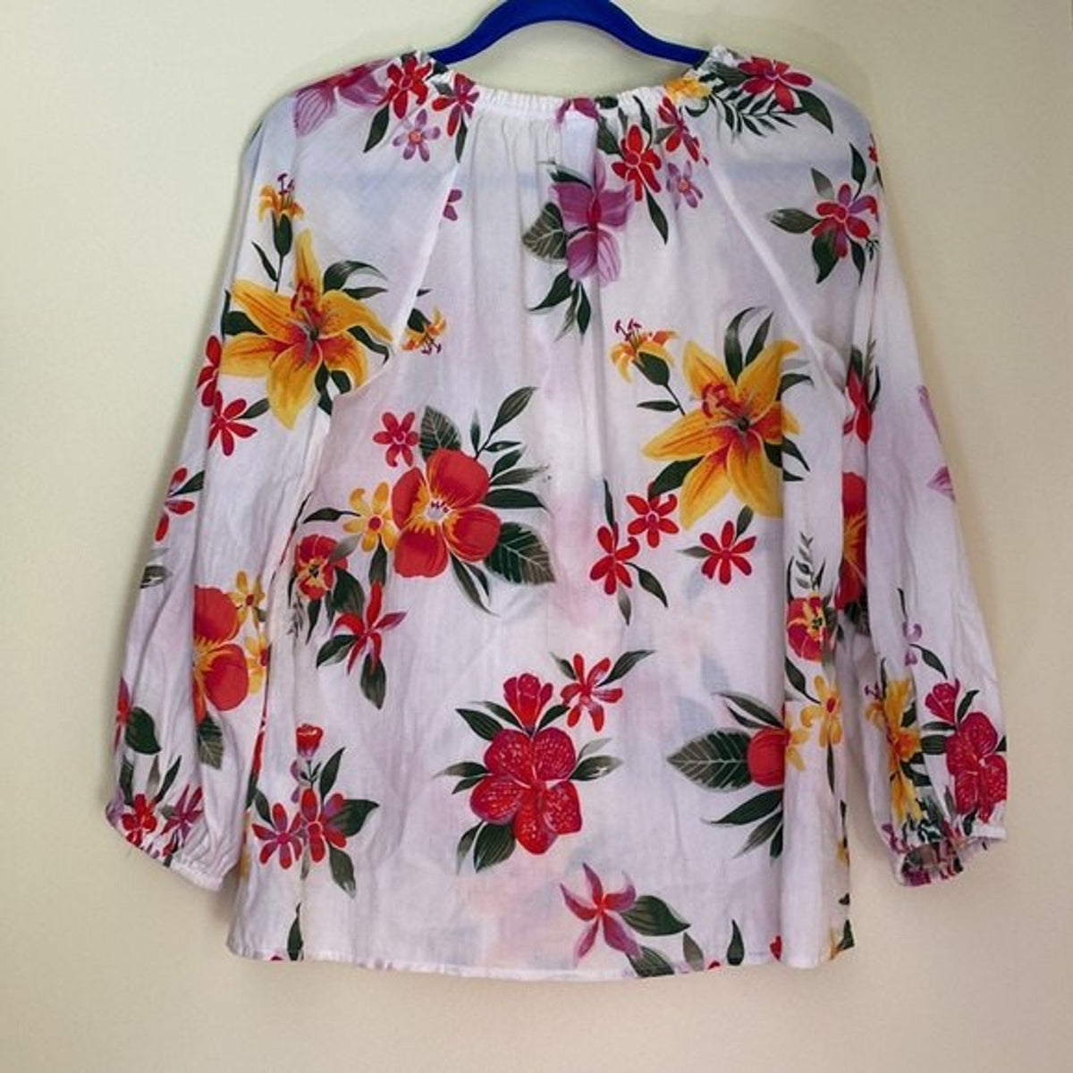 Old Navy Blouse Small Floral Woman Relax Fit Cotton Long Sleeves