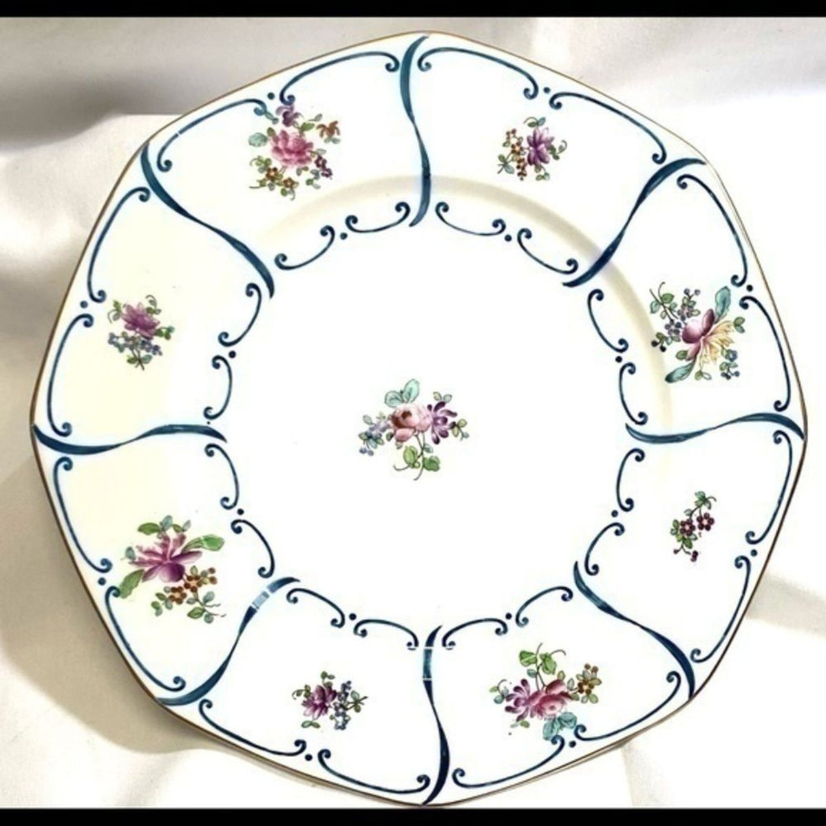 Rare BAILEY BANKS & BIDDLE 5-Dinner Plates Octagonal England 23645A Floral