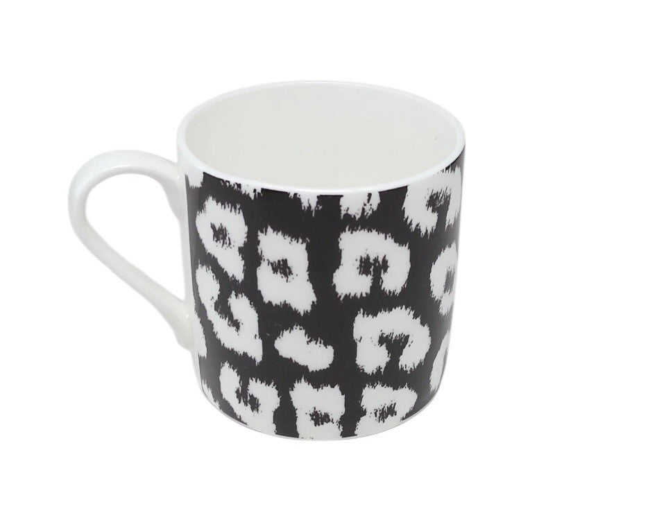PORTOBELLO Inspire Fine Bone China Mug Leopard Skin Black White Abstract 16oz