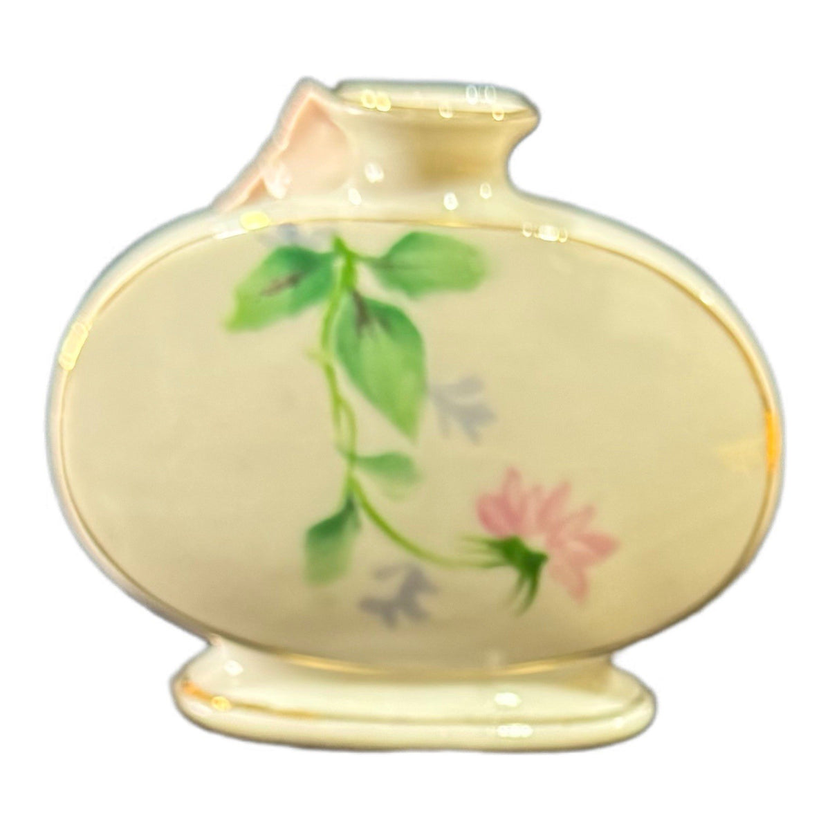 Occupied Japan Bone China Vase – White Floral with 3D Rose Appliqué & Gold Trim