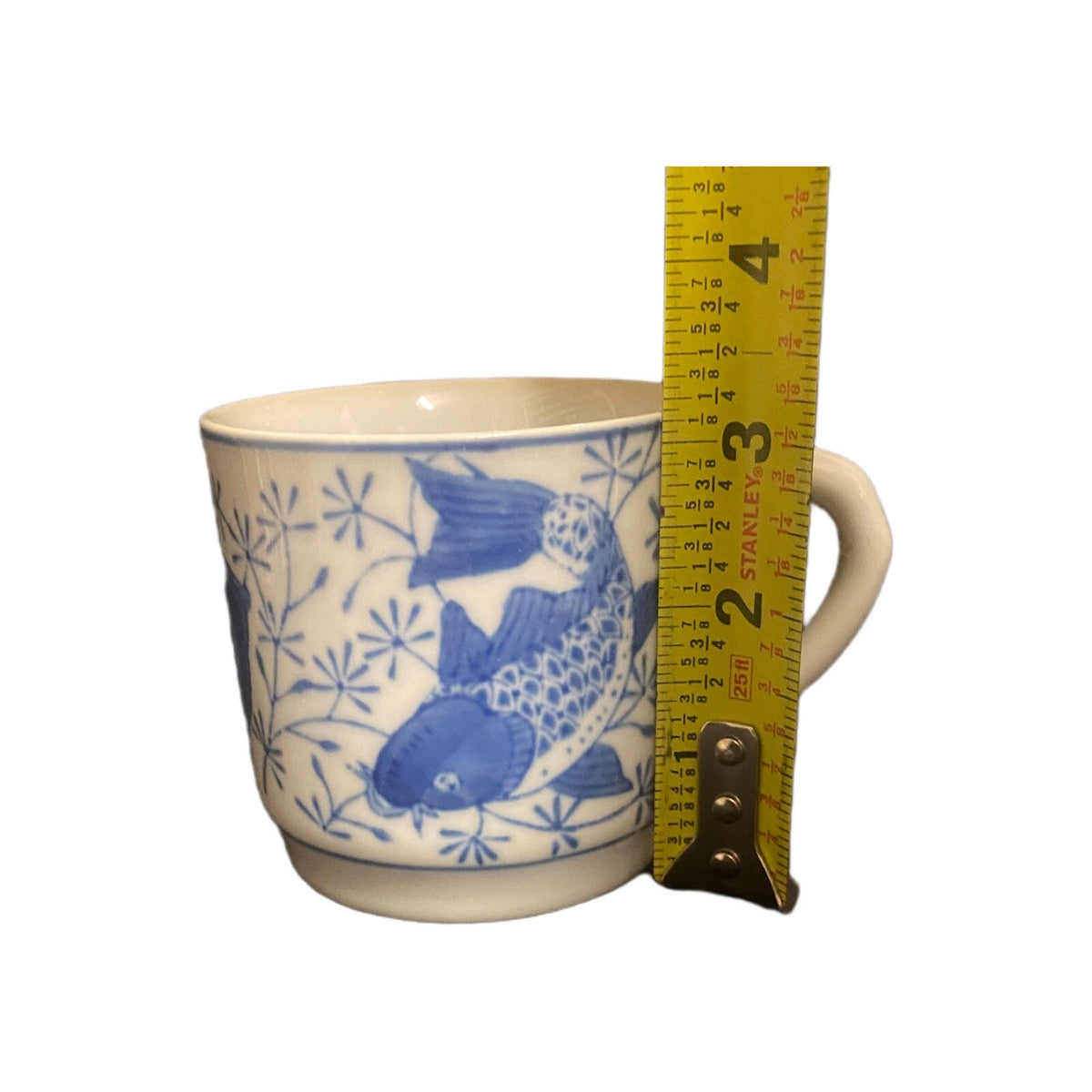 KOI FISH Cup Blue & White Carp Ceramic Coffee Tea Cup