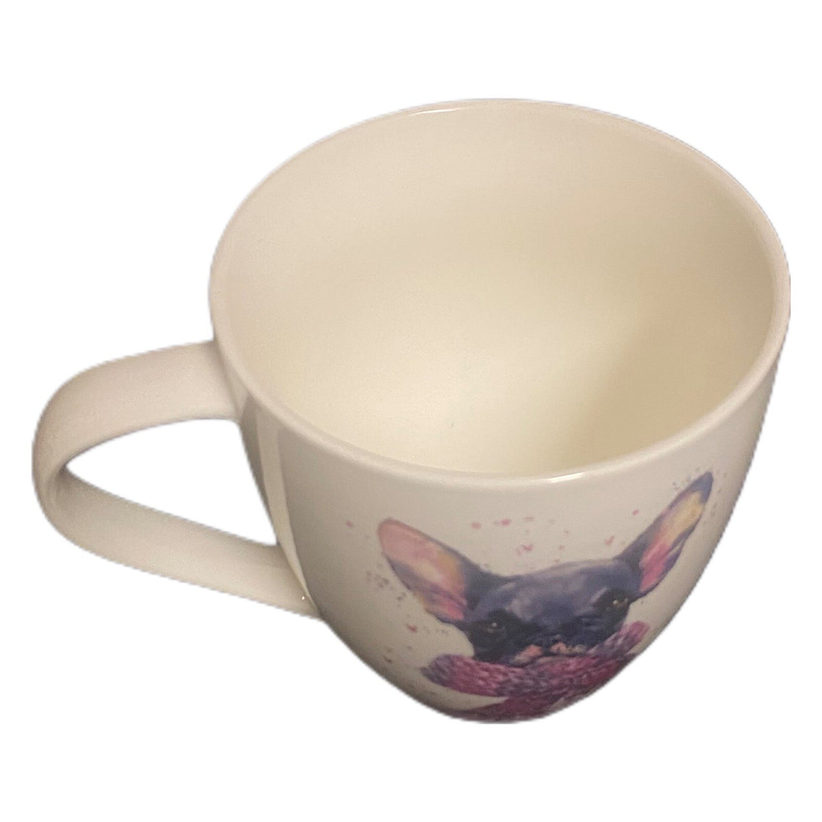 JOYEUX COLLECTION Mug Bulldog Wearing Heart Scarf Winter Holiday Coffee Tea Cup