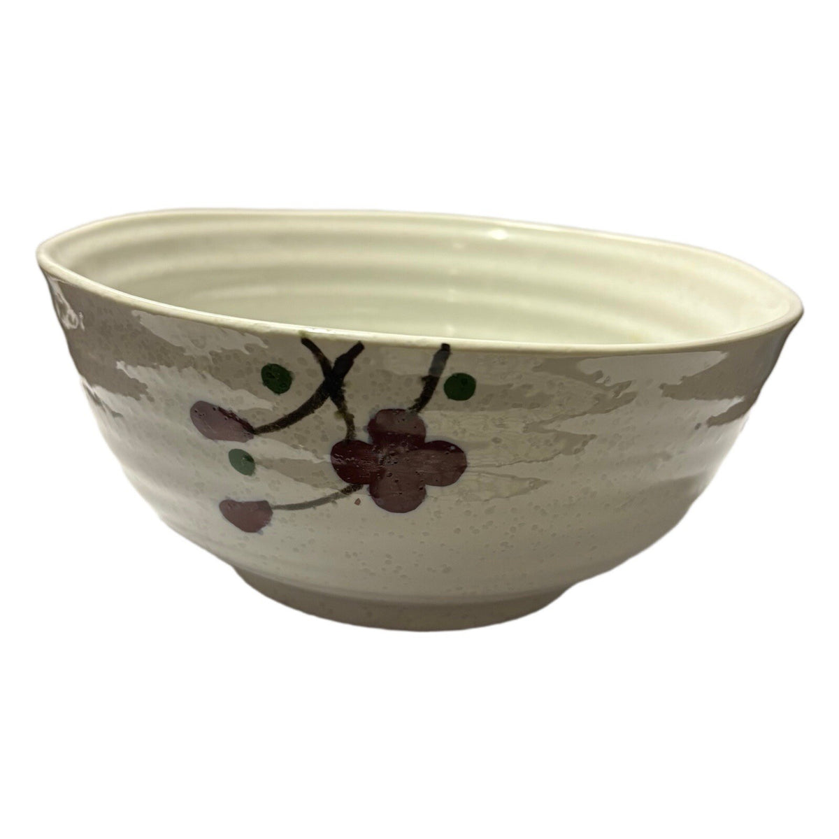 Vintage KoTo 7-Large Bowls Rice Noodle Soup Cups Ceramic Japan Red Blossom