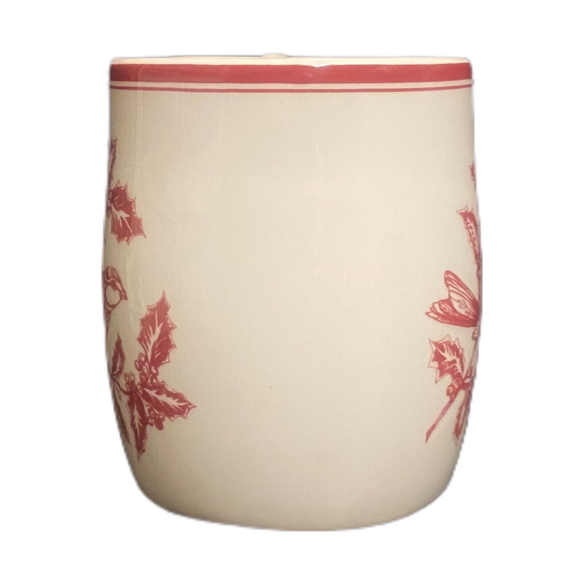 Williams-Sonoma Mug Holiday Toile Hollie Red Bird Berries Twisted Double Handle