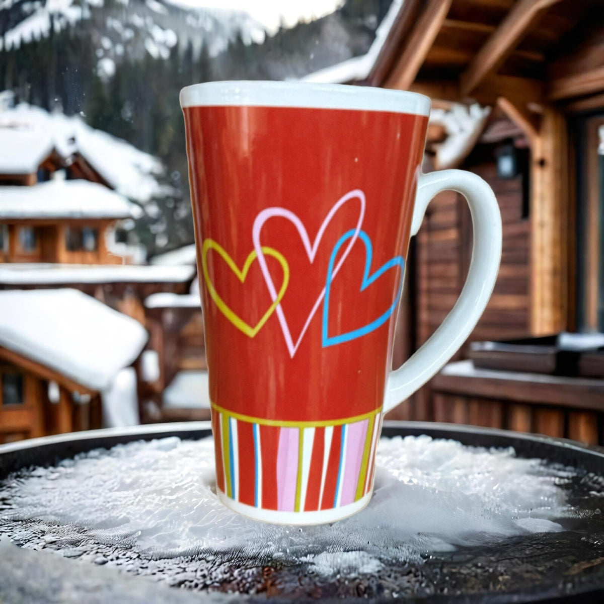 TB TOY TRADING CO. latte Mug Hearts Coffee Tea Cup Hearts Love Holiday Winter