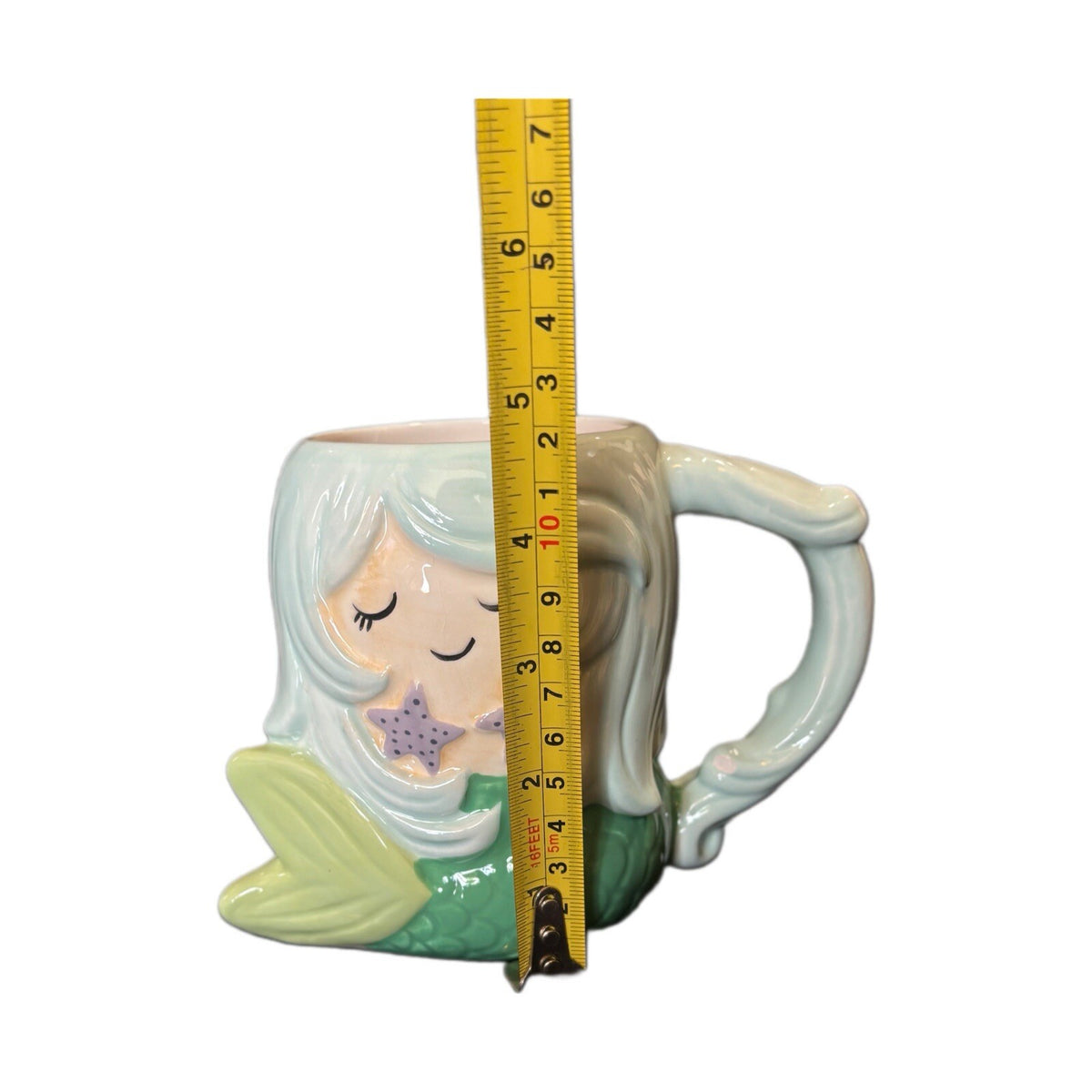 TAG Mug 3D Seafoam MERMAID Ceramic Coffee Tea Cup Mermaid Kisses Starfish Wishes