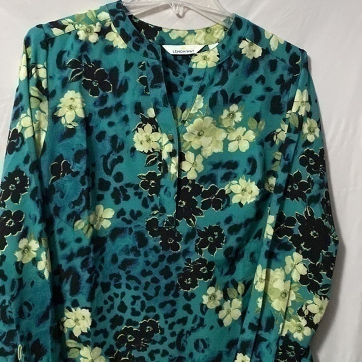 Lemon Way Top Blouse Floral Long Sleeves Sz. S