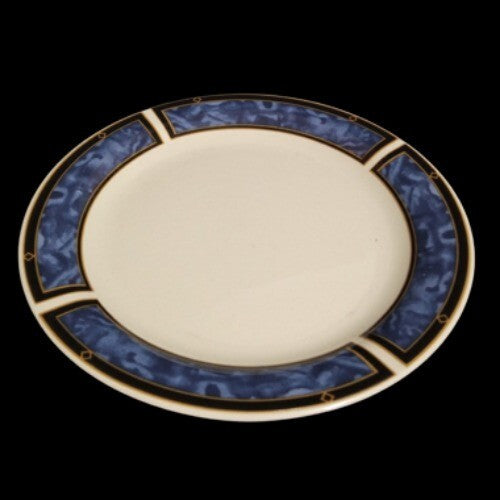 Vintage Gibson Designs ROYAL DUCHES BLUE 4-Salad Plates 7” Blue Marbled Border