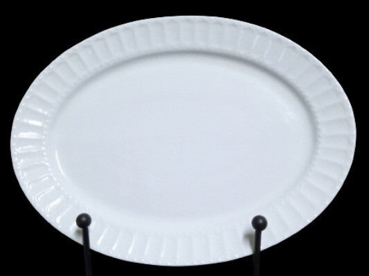Gibson REGALIA  Oval Serving Platter 13" D White Embossed Dots Ceramic Dish