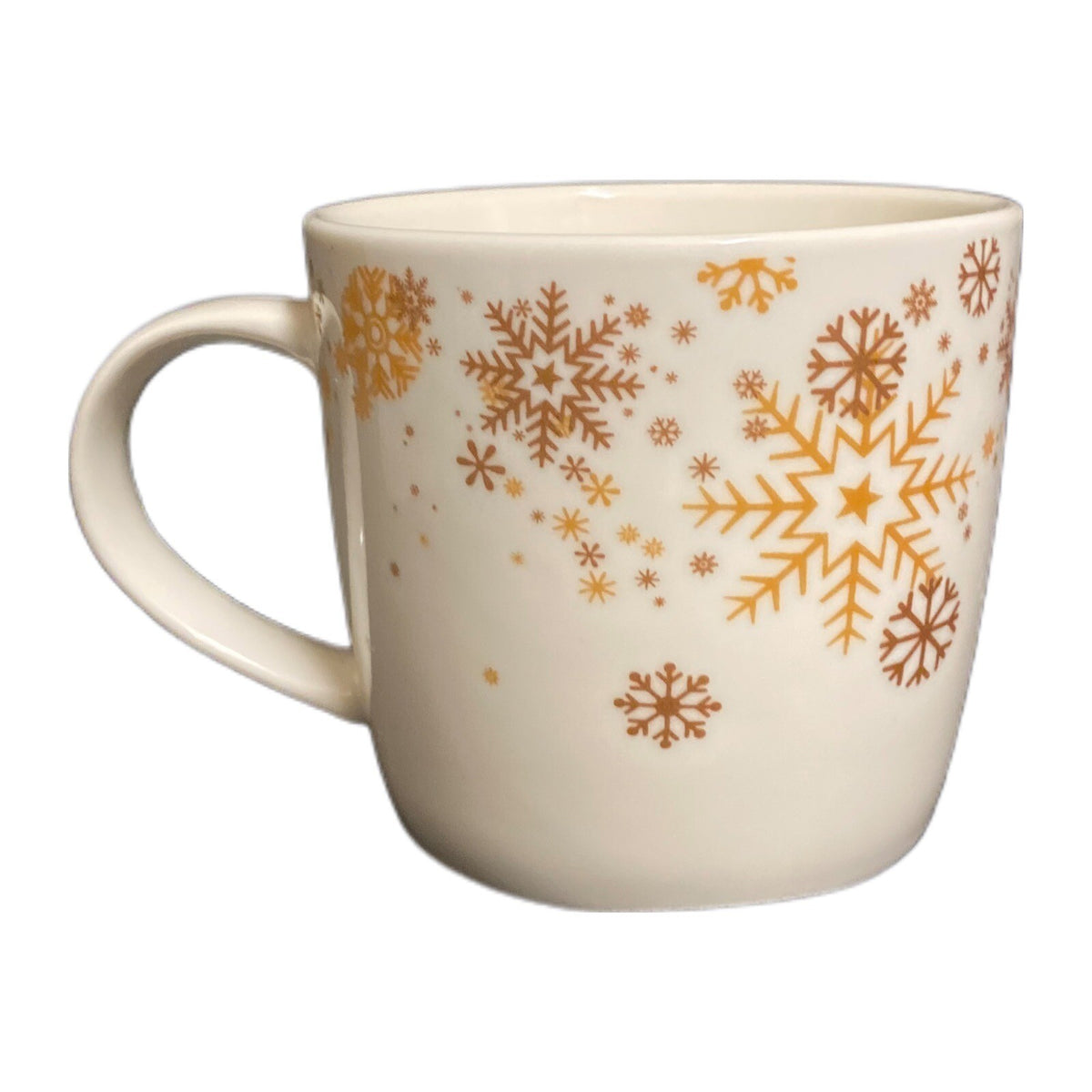 GODIVA BELGIUM Mug Christmas Snowflakes Coffee Tea Gold Winter Ceramic Cup 1926