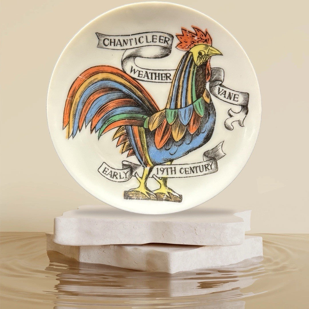Vintage 4” Chanticleer Rooster Plate Early 19th Century Weather Vane Trinket