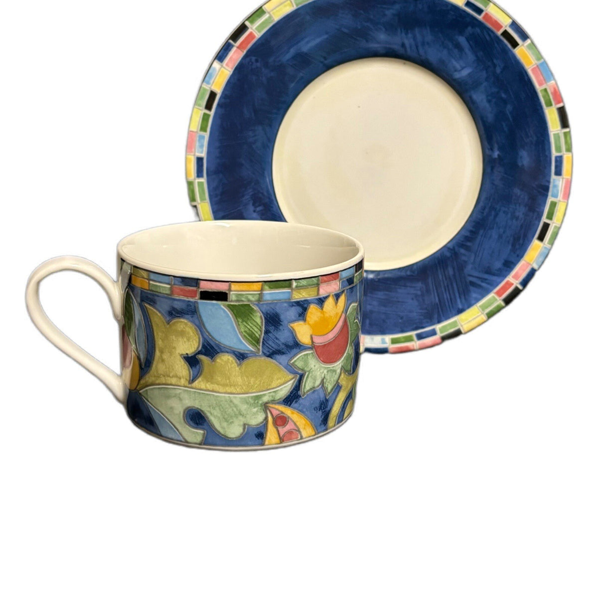 PTS International FANTASIA 2 Cups 2 Saucers Stoneware Coffee Tea