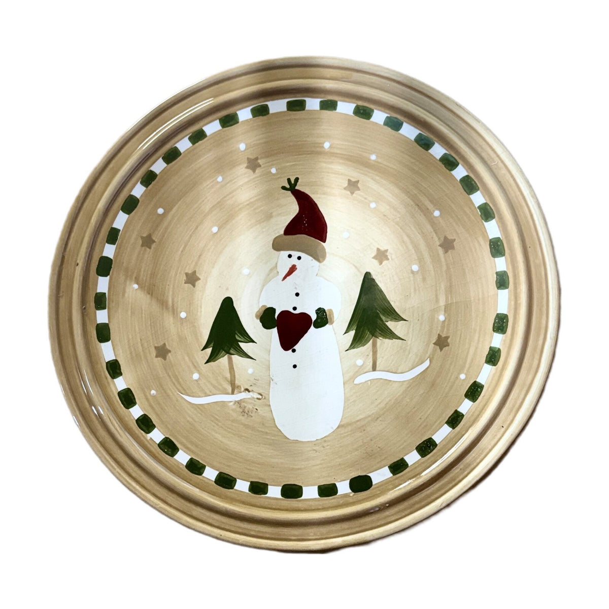 Sonoma Life Style TRIVET Snowman Christmas Trees Holidays Winter Round Ceramic