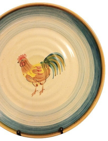 Gibson Designs Ocean Dream Rooster Dinner Plates Set of 4 10 7/8” D Blue Rim