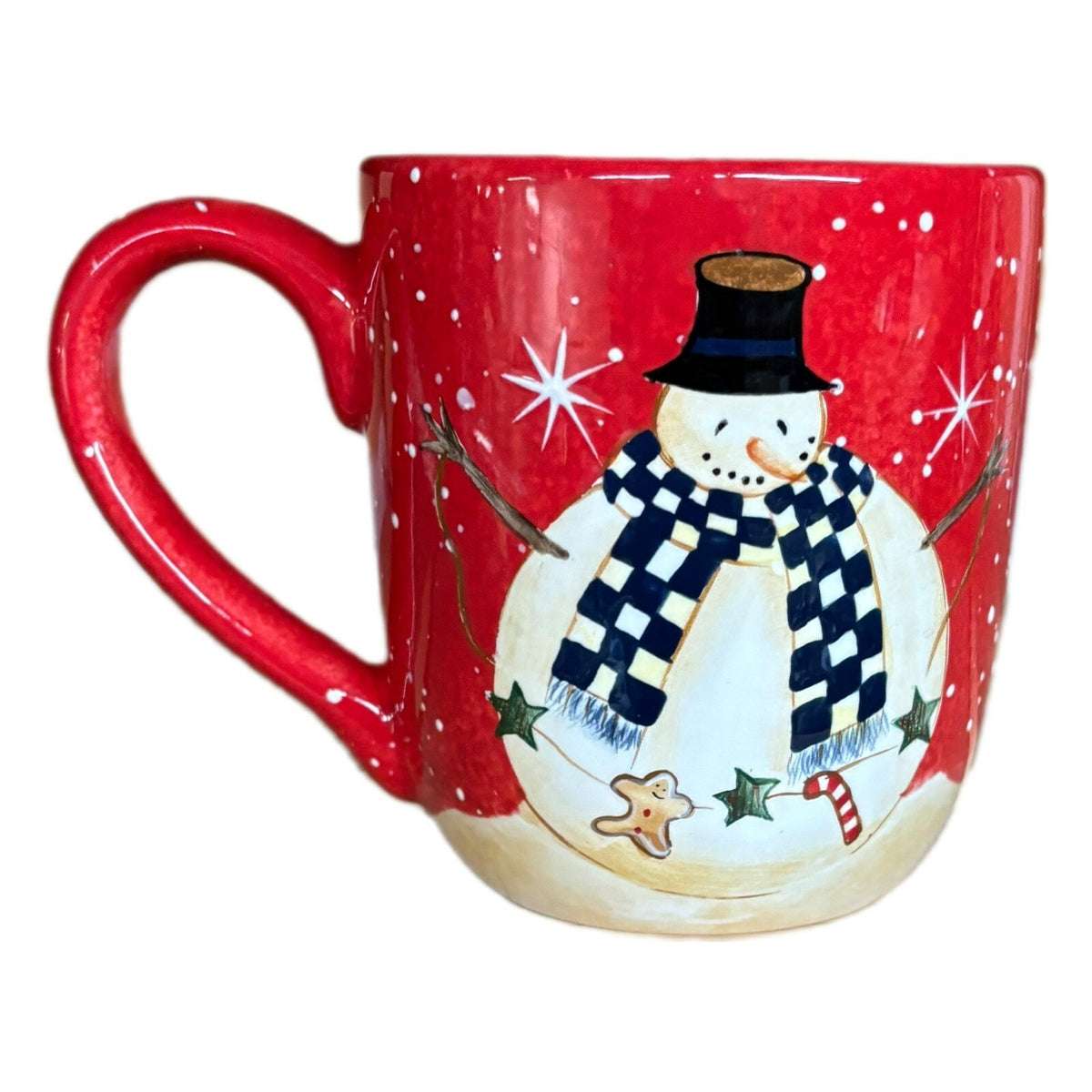 Becca Barton Mug Snowman Certified International Coffee Tea Red Ceramic Cup