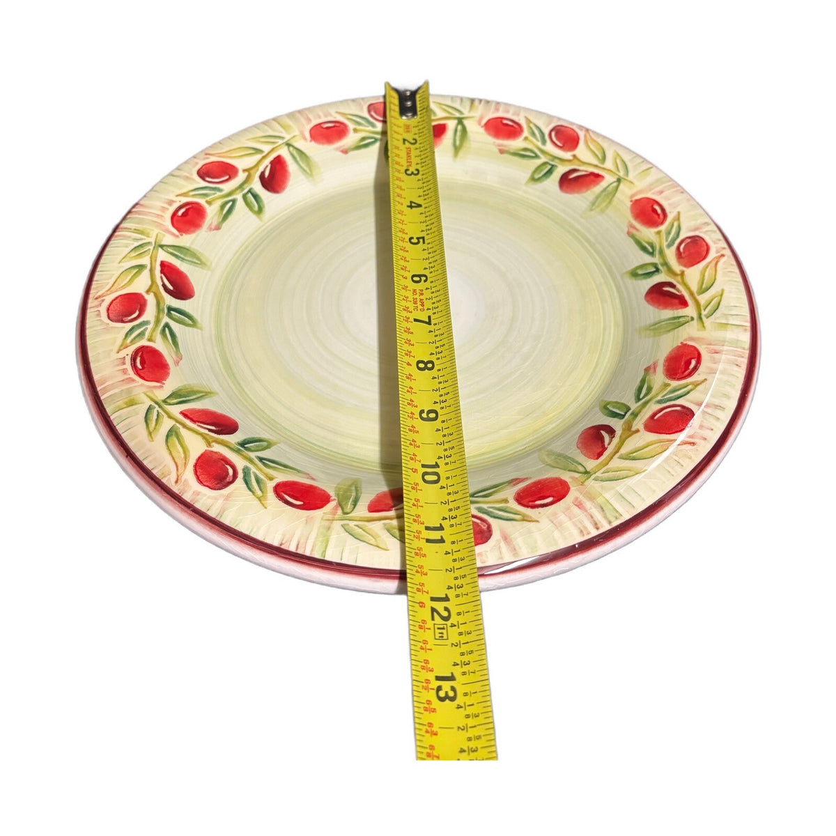 Crate & Barrel JAM 6-Dinner Plates Ceramica Red Olive Italy Dinnerware
