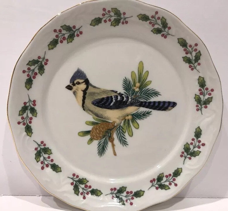 Gibson "SONGBIRDS" 1-Dessert/Bread & Butter Holiday Holly Berries Plate 6 3/4"D