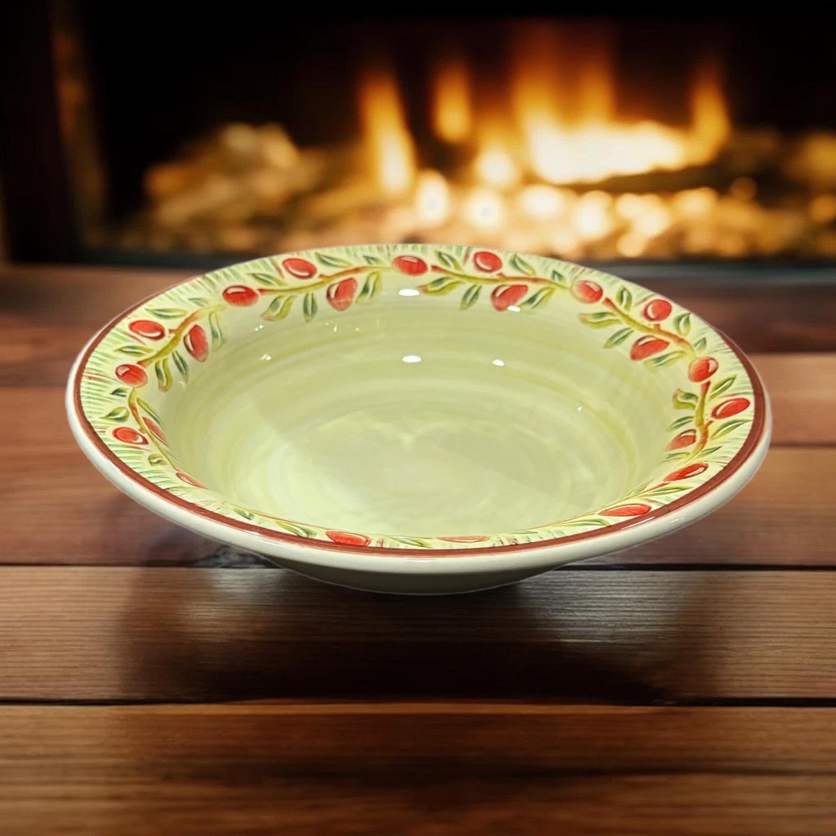 Crate & Barrel JAM Serving Bowl Ceramica Red Olive Pasta Vegetables Salad Italy
