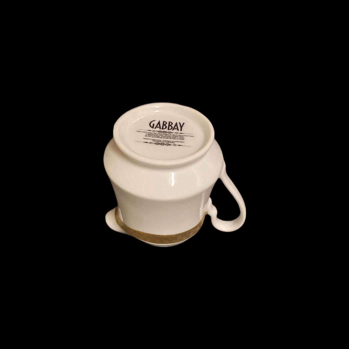 Gabbay QUEEN VICTORIA Creamer & Lidded Sugar Bowl Ceramic White Gold Border Trim